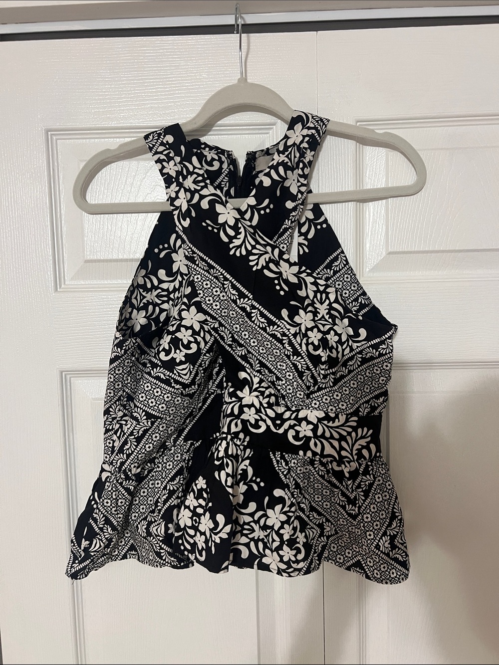 Black & White Floral Print Halter Top